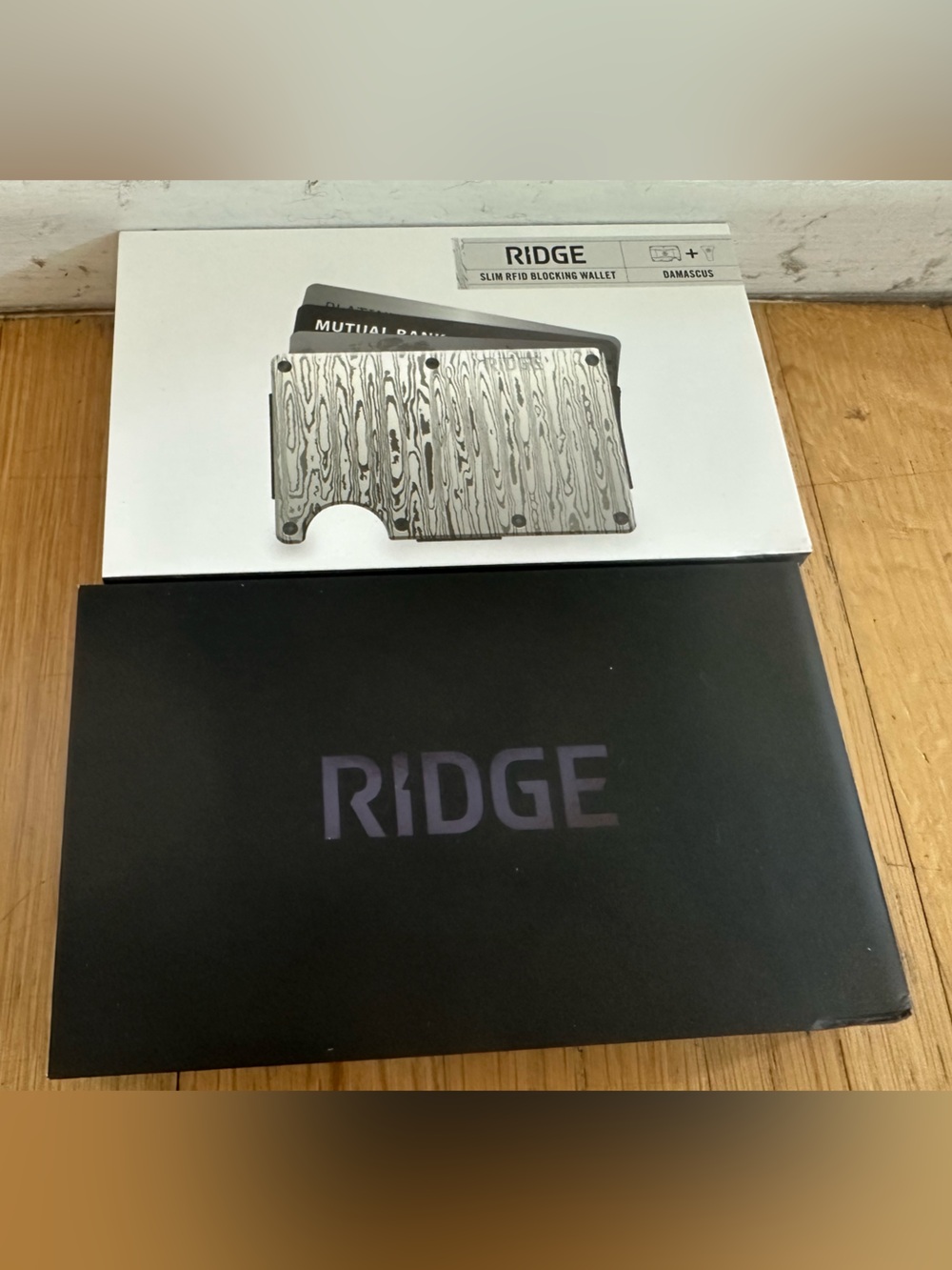 Ridge Slim RFID Blocking Card Wallet - Damascus Steel - Picture 2 of 8